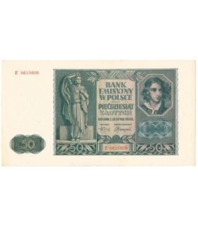 Banknot 50 złotych 1941 stan 2, seria E