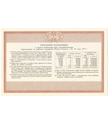 PKO Premiowy Bon Oszczędnościowy 500 zł 1971 rok