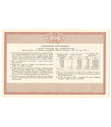 PKO Premiowy Bon Oszczędnościowy 500 zł 1971 rok