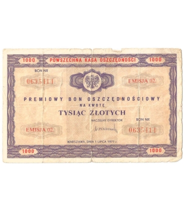 PKO Premiowy Bon Oszczędnościowy 1000 zł 1971 rok
