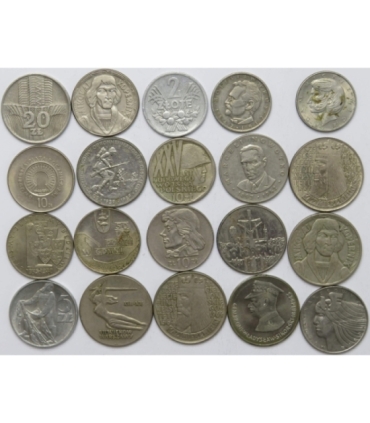 Zestaw 20 monet okolicznościowych PRL - KAŻDA INNA