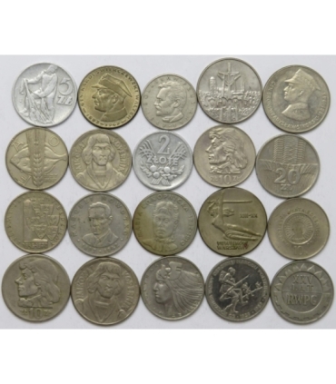 Zestaw 20 monet okolicznościowych PRL - KAŻDA INNA