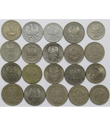 Zestaw 20 monet okolicznościowych PRL - KAŻDA INNA