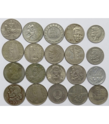 Zestaw 20 monet okolicznościowych PRL - KAŻDA INNA