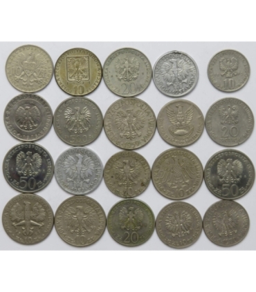 Zestaw 20 monet okolicznościowych PRL - KAŻDA INNA