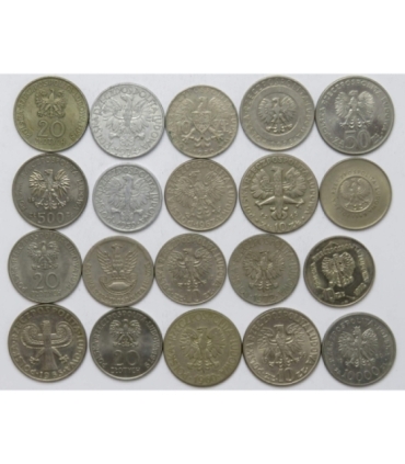 Zestaw 20 monet okolicznościowych PRL - KAŻDA INNA