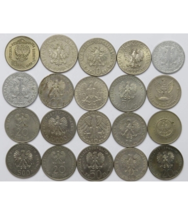 Zestaw 20 monet okolicznościowych PRL - KAŻDA INNA