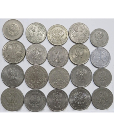 Zestaw 20 monet okolicznościowych PRL - KAŻDA INNA