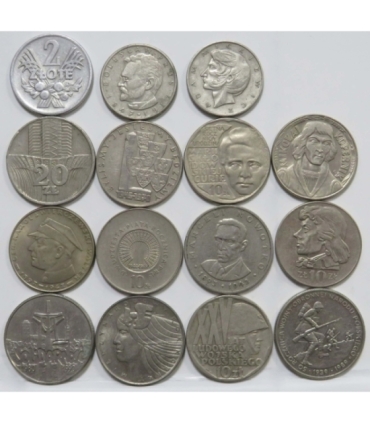 Zestaw 15 monet okolicznościowych PRL - KAŻDA INNA