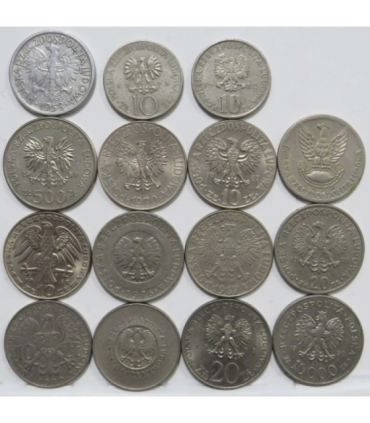 Zestaw 15 monet okolicznościowych PRL - KAŻDA INNA