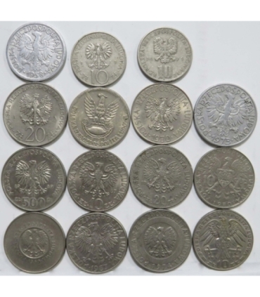 Zestaw 15 monet okolicznościowych PRL - KAŻDA INNA