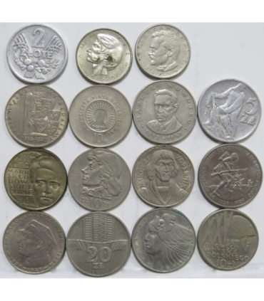 Zestaw 15 monet okolicznościowych PRL - KAŻDA INNA