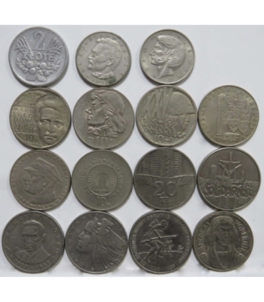 Zestaw 15 monet okolicznościowych PRL - KAŻDA INNA