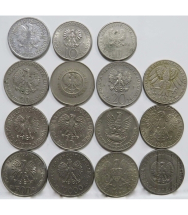 Zestaw 15 monet okolicznościowych PRL - KAŻDA INNA