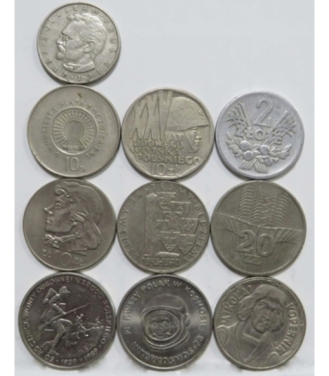 Zestaw 10 monet okolicznościowych PRL - KAŻDA INNA