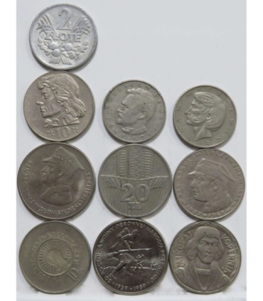 Zestaw 10 monet okolicznościowych PRL - KAŻDA INNA