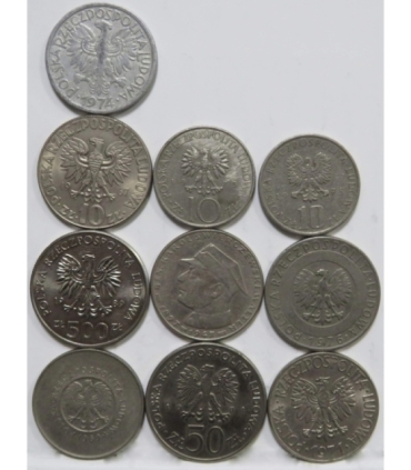 Zestaw 10 monet okolicznościowych PRL - KAŻDA INNA