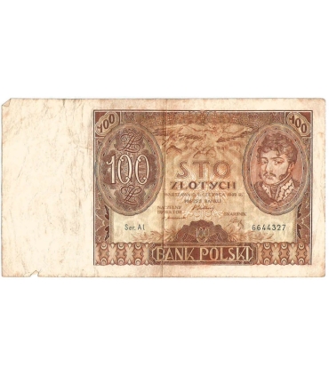 Banknot 100 zł 1932 rok, seria AI stan 3-
