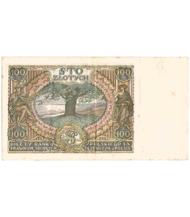 Banknot 100 zł 1934 rok, seria BE stan 3-