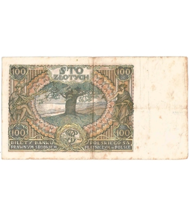 Banknot 100 zł 1934 rok, seria BH stan 3-