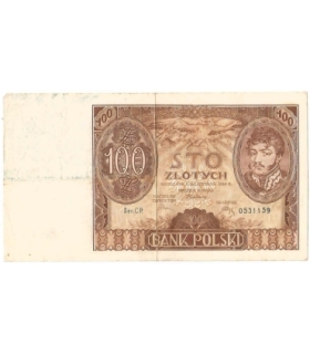 Banknot 100 zł 1934 rok, seria CP stan 3-