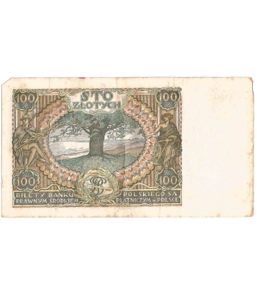 Banknot 100 zł 1934 rok, seria BK stan 4+