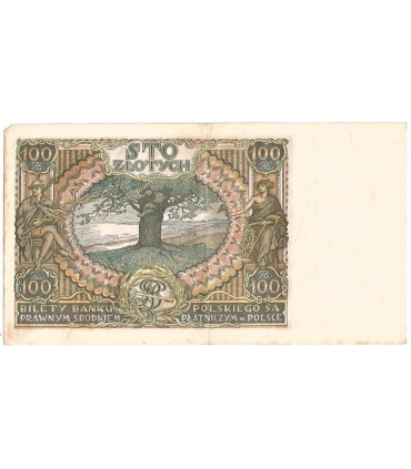 Banknot 100 zł 1934 rok, seria AV stan 3-