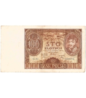 Banknot 100 zł 1934 rok, seria BS stan 3-