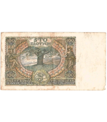Banknot 100 zł 1934 rok, seria BB stan 3-