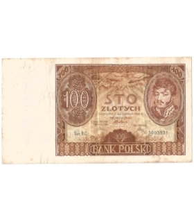 Banknot 100 zł 1934 rok, seria BC stan 3-