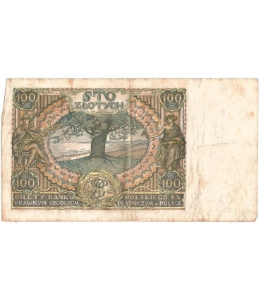 Banknot 100 zł 1934 rok, seria AV stan 4+