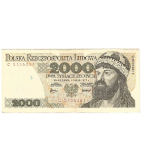 2000 zł Mieszko i Chrobry, 1977, seria C 9021502, stan 4