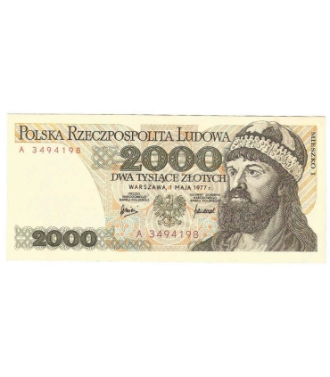 2000 zł Mieszko i Chrobry, 1977, seria A, stan 3+