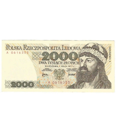 2000 zł Mieszko i Chrobry, 1977, seria A, stan 2-