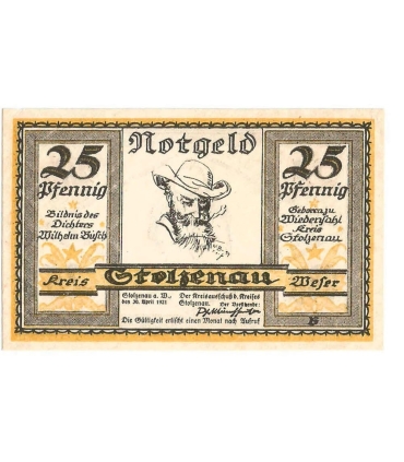 25 Pf banknot zastępczy Stolzenau an der Weser 1921