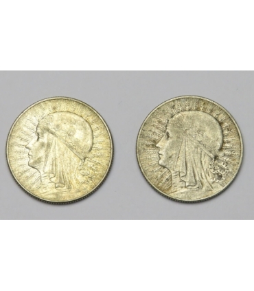 Lot: 2 x 5 złotych głowa kobiety 1933, stan 3+