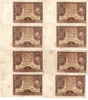 Lot: 8 x 100 zł 1932/1934, stany 3/3+