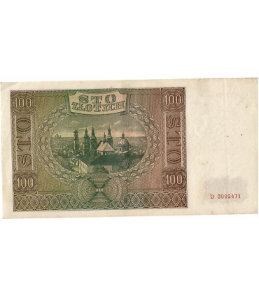 Banknot 100 złotych 1941 stan 2, Ser. D