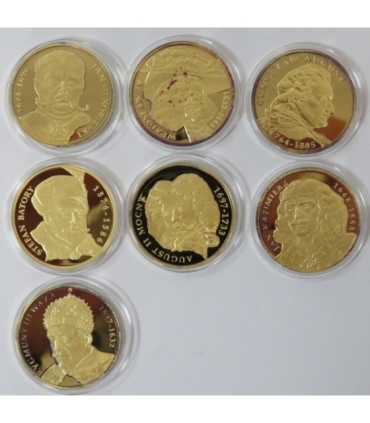 Kolekcja Królowie Elekcyjni - 7 szt. + etui, srebro Ag925, 7 x 14,14g