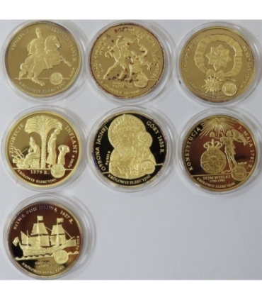 Kolekcja Królowie Elekcyjni - 7 szt. + etui, srebro Ag925, 7 x 14,14g