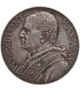 Watykan 10 lirów, Papież Pius XI, 1936, srebro