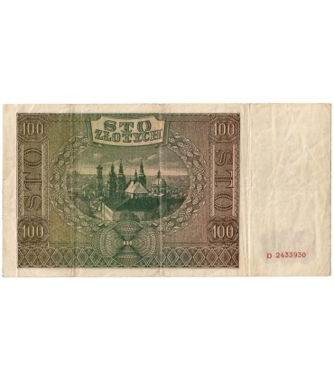 Banknot 100 złotych 1941 stan 3, Ser. D
