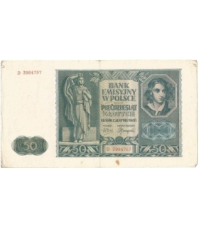 Banknot 50 złotych 1941 stan 3