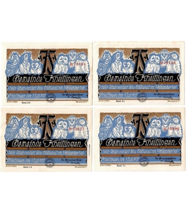 4x75 fenigów banknoty zastępcze Powiat Kneitlingen 1921