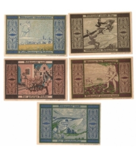 Lot: 5 x Notgeldy Gryfów śląski, 30,60 f, 1,3,5 m