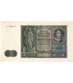 Banknot 50 złotych 1941 stan 3, seria C