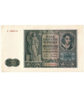 Banknot 50 złotych 1941 stan 3, seria C