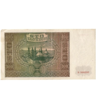 Banknot 100 złotych 1941 stan 3, Ser. D