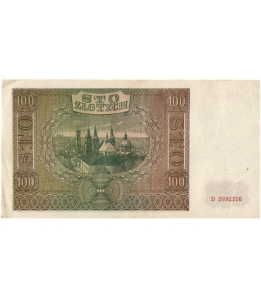 Banknot 100 złotych 1941 stan 3, Ser. D