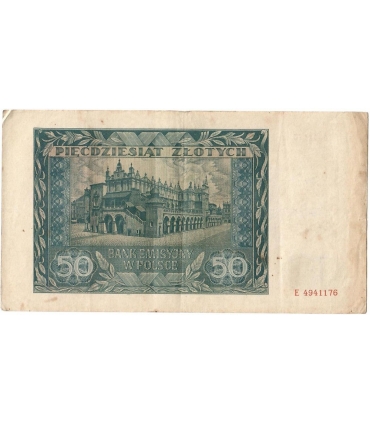 Banknot 50 złotych 1941 stan 3-, seria E